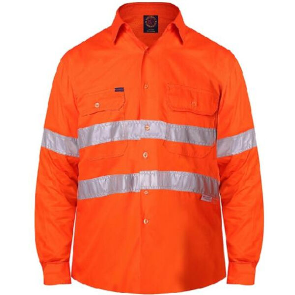 Vented Open Front L/W 50MM Reflective Tape Long Sleeve Work Shirt Thumbnail