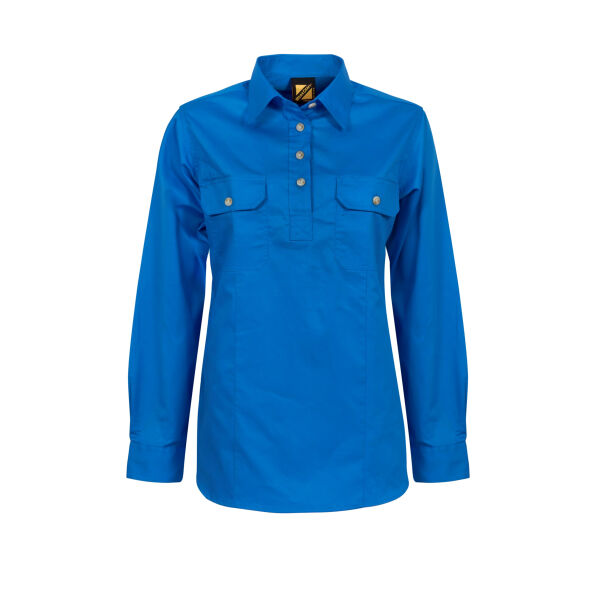 LADIES LIGHTWEIGHT LONG SLEEVE CLOSED FRONT COTTON DRILL SHIRT Thumbnail