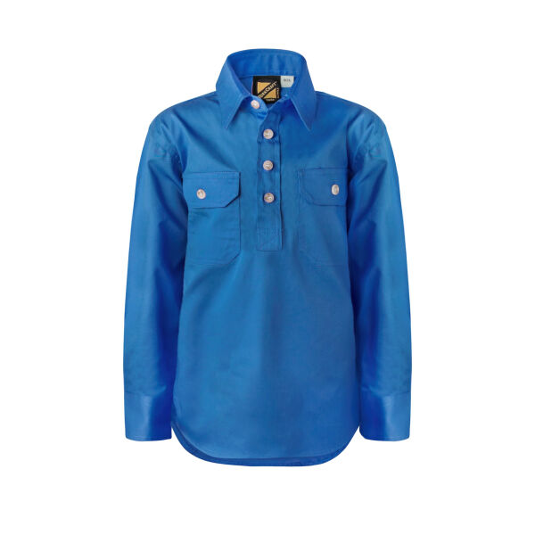 KIDS LIGHTWEIGHT LONG SLEEVE CLOSED FRONT COTTON DRILL SHIRT Thumbnail